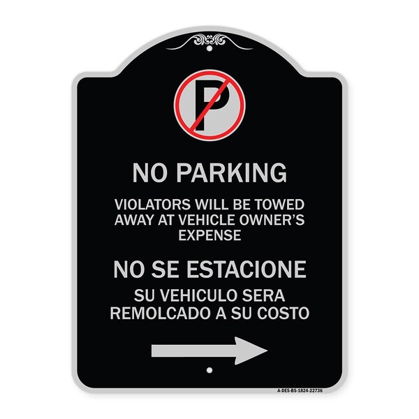 Signmission Violators Will Be Towed Away at Vehicle Owners Expense No Se Estacione Su Vehiculo, BS-1824-22736 A-DES-BS-1824-22736 - main